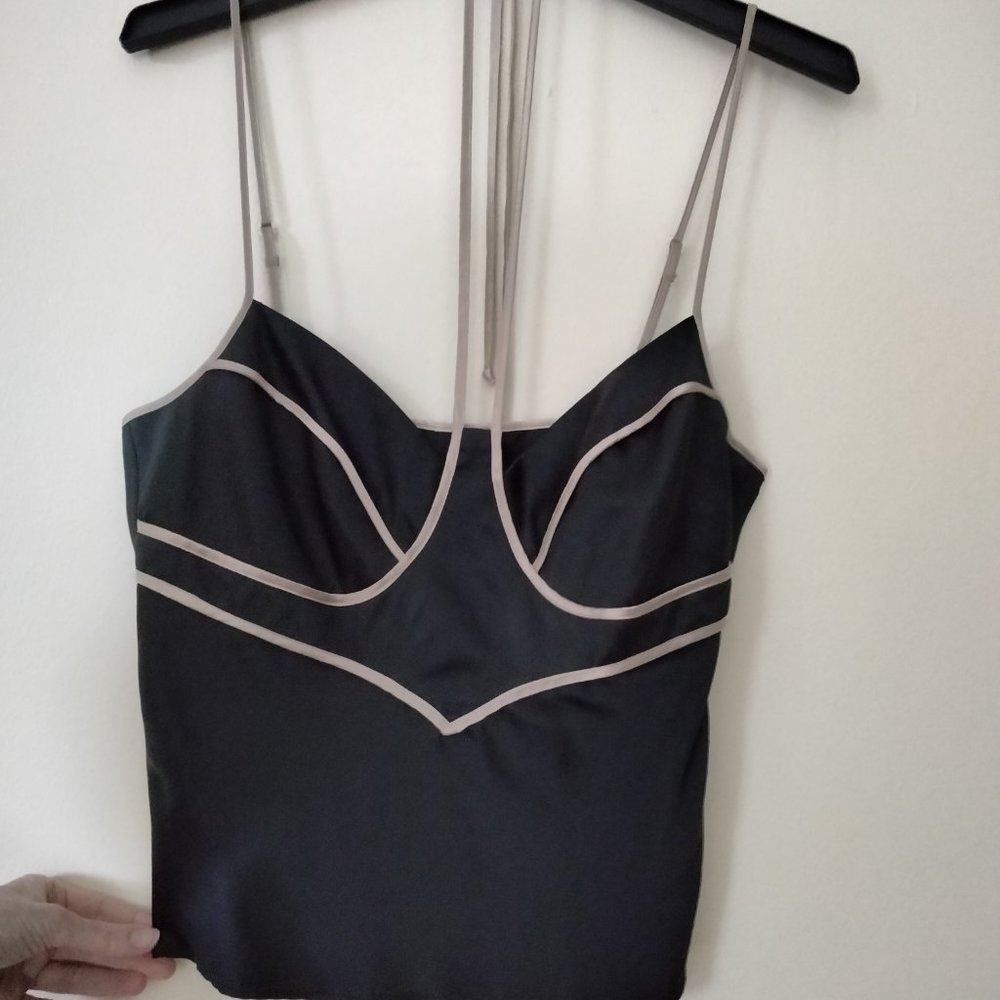 Fray black silk camisole/halter top WORN ONCE - Picture 2 of 14